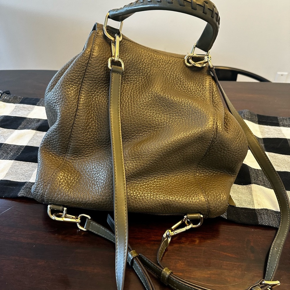 Green Michael Kors backpack purse